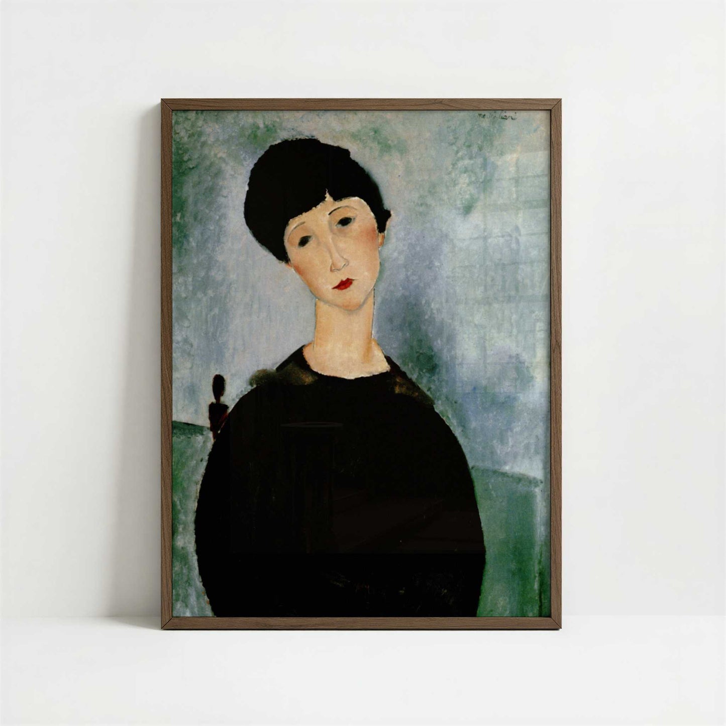 Young Girl (1918) by Amedeo Modigliani – Art Print - Art print in dark wood frame