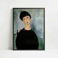 Young Girl (1918) by Amedeo Modigliani – Art Print - Art print in black frame