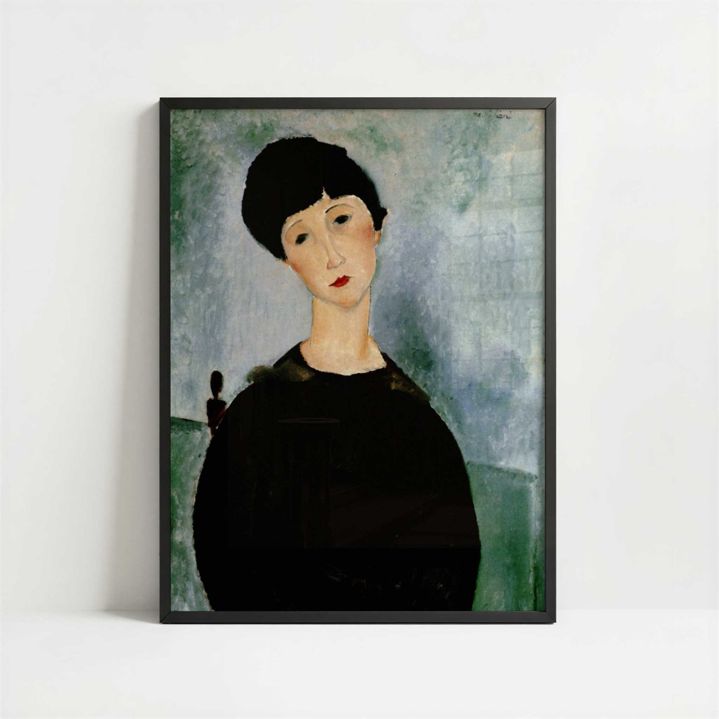 Young Girl (1918) by Amedeo Modigliani – Art Print - Art print in black frame