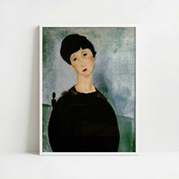 Young Girl (1918) by Amedeo Modigliani – Art Print - Art print in white frame
