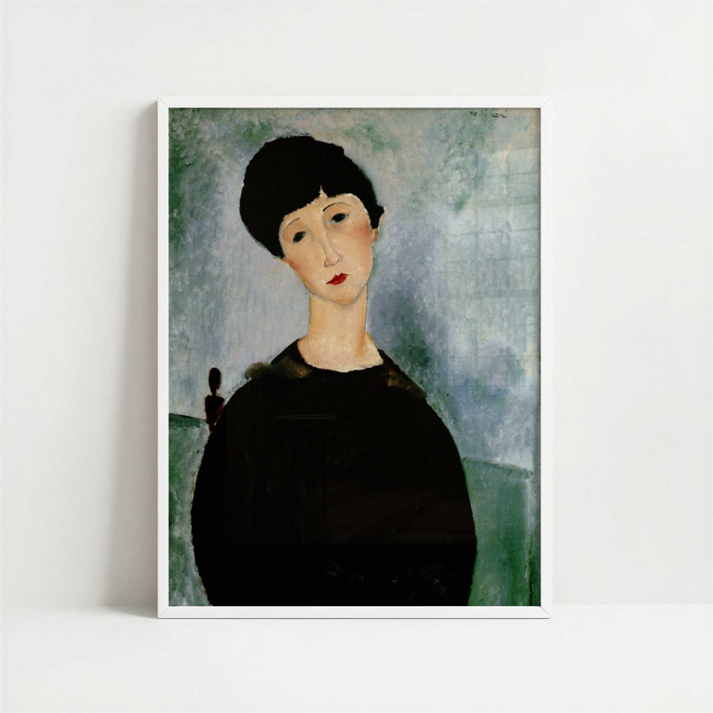 Young Girl (1918) by Amedeo Modigliani – Art Print - Art print in white frame