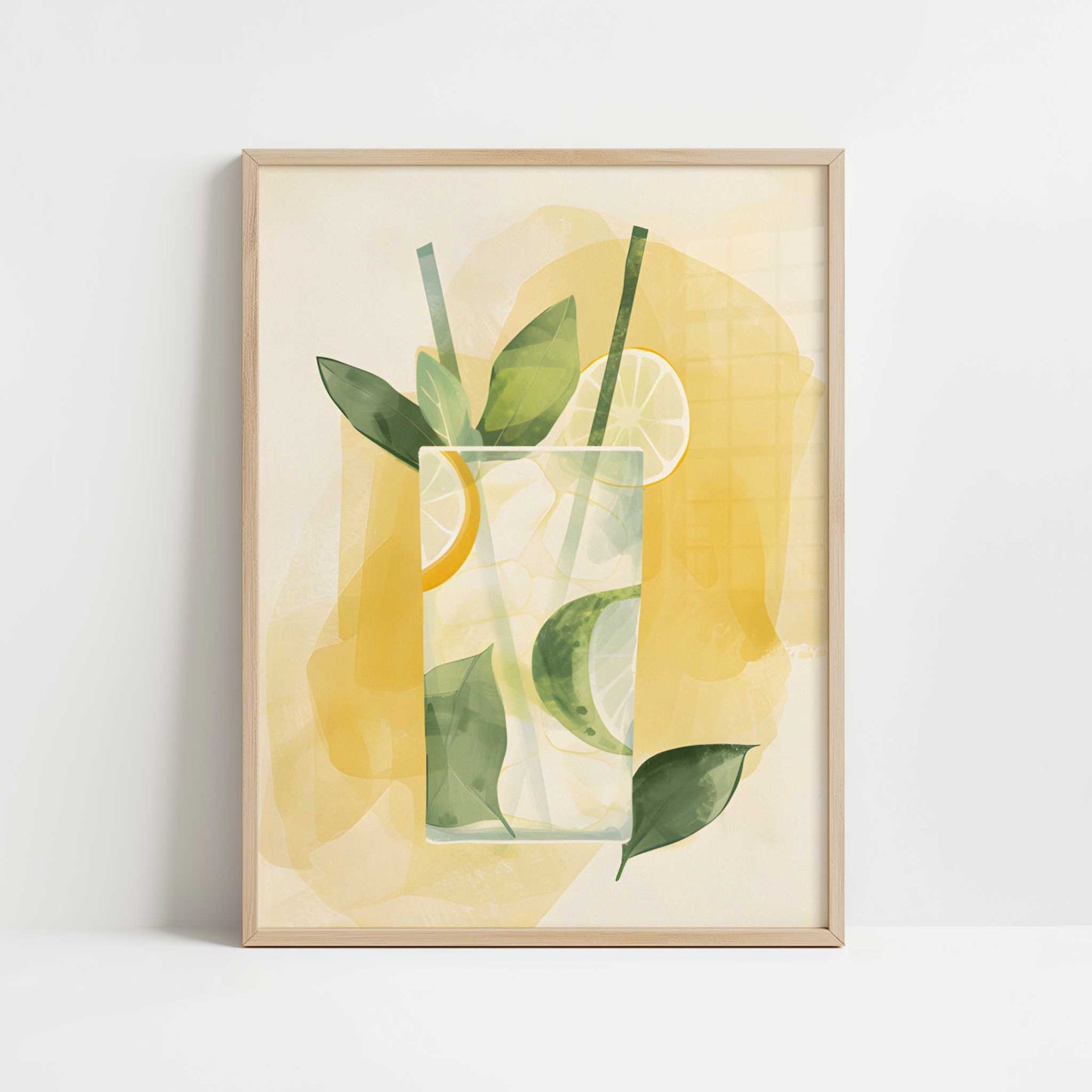 Mojito in Bohemian Style - Art Print - Art print in oak frame