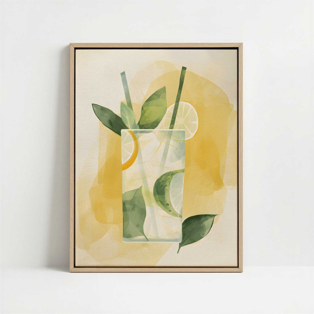 Framed Canvas - Framed canvas in oak color frame