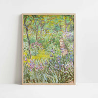 Artist's Garden at Giverny (1900) by Claude Monet – Art Print - Art print in oak frame