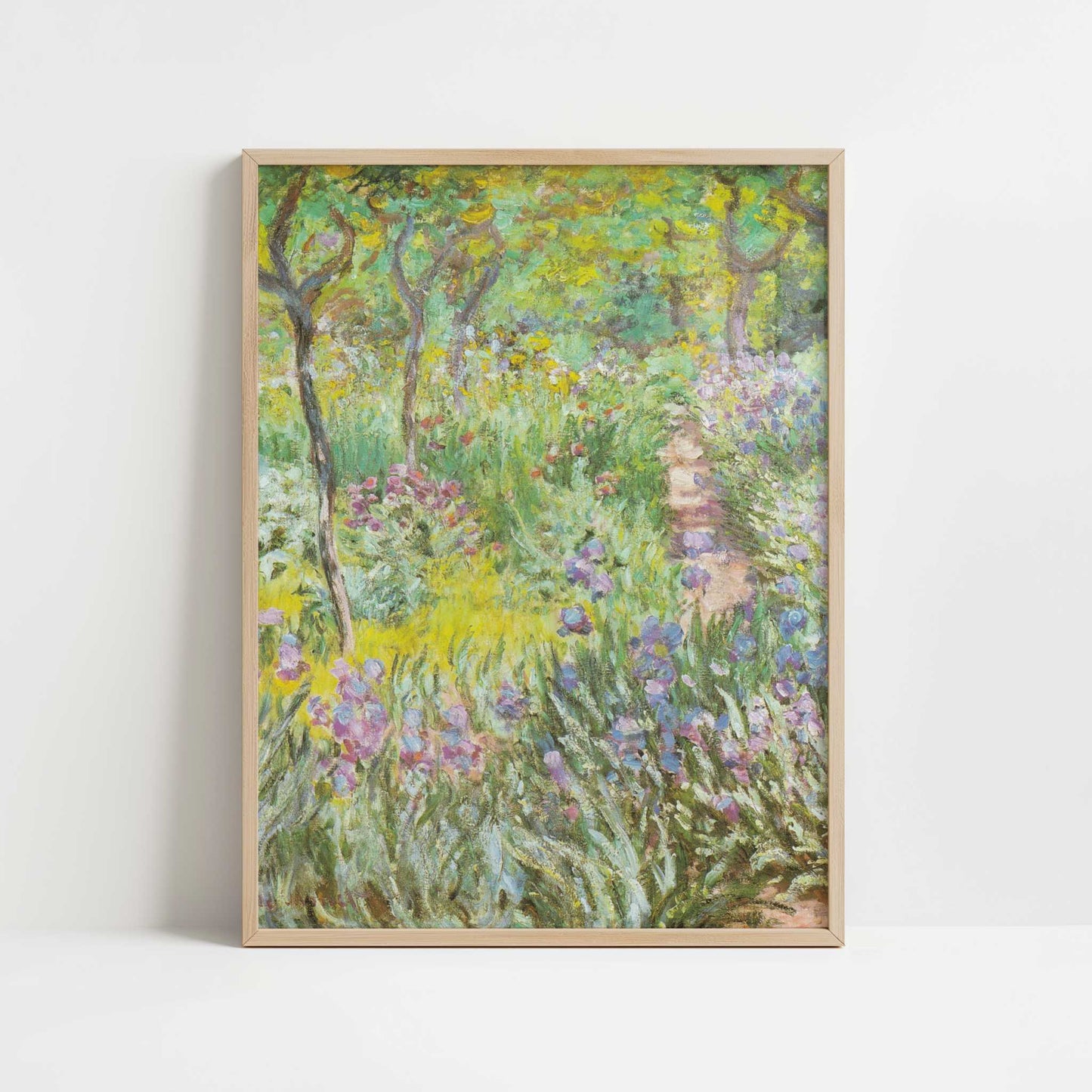Artist's Garden at Giverny (1900) by Claude Monet – Art Print - Art print in oak frame