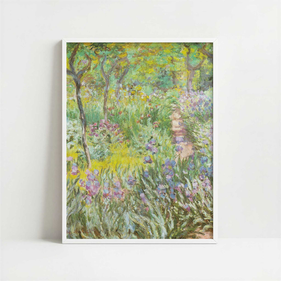 Artist's Garden at Giverny (1900) by Claude Monet – Art Print - Art print in white frame