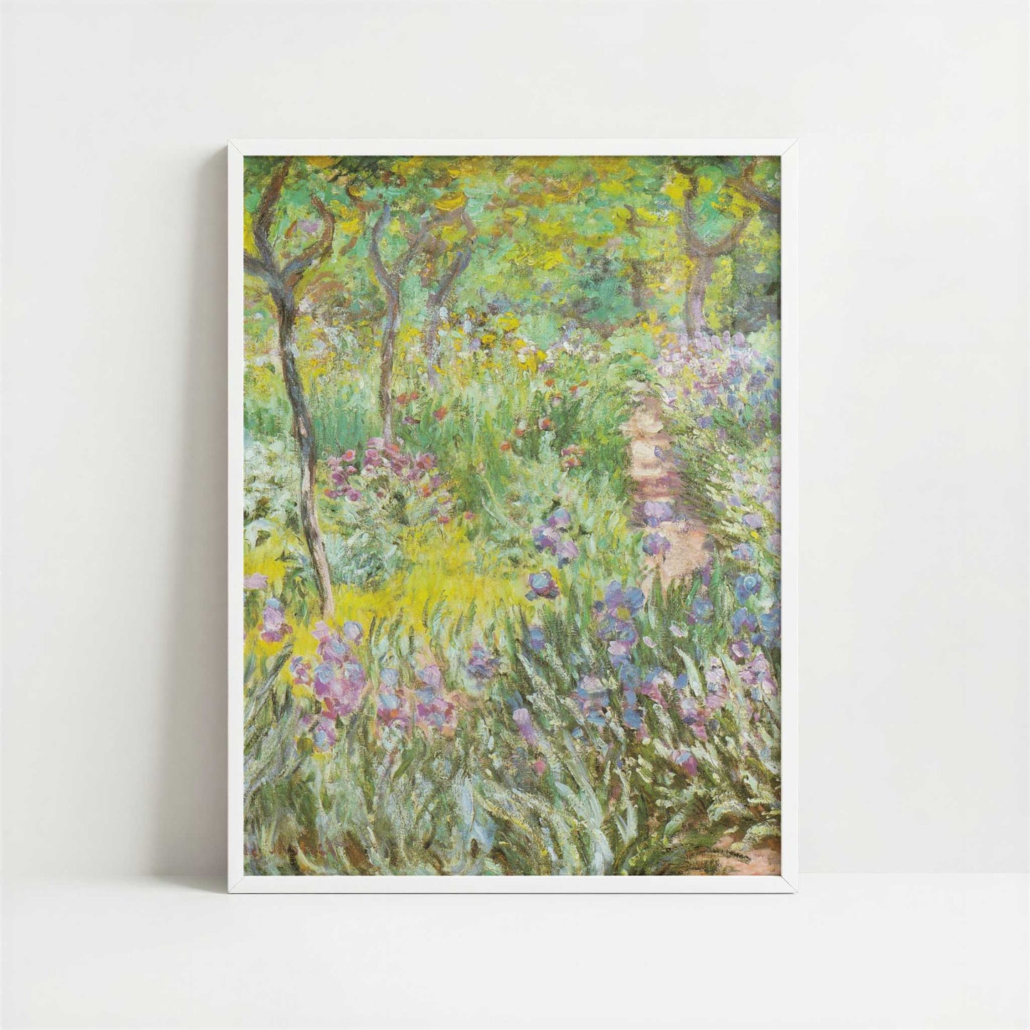 Artist's Garden at Giverny (1900) by Claude Monet – Art Print - Art print in white frame