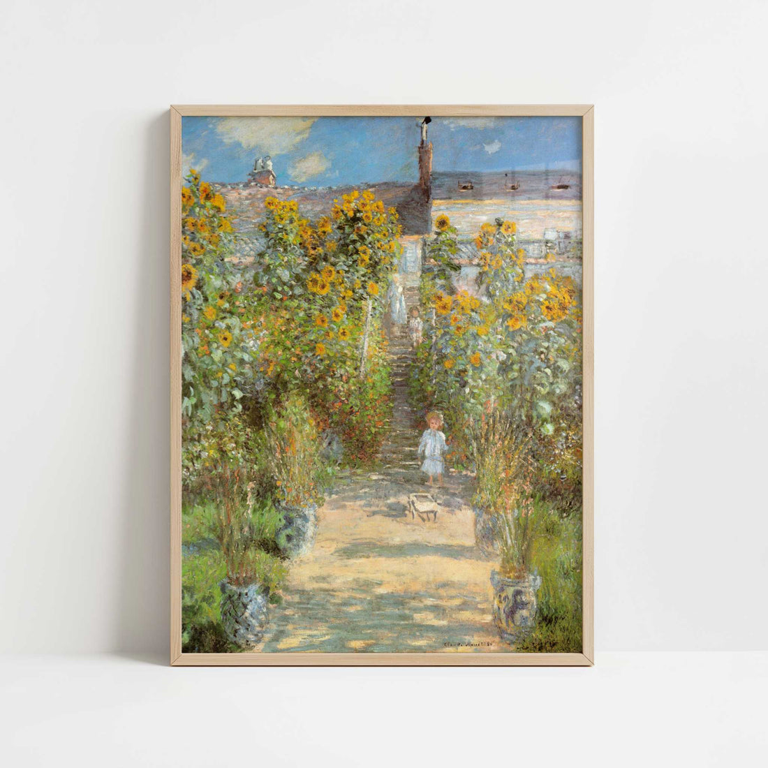 Artist's Garden at Vétheuil (1880) by Claude Monet – Art Print - Art print in oak frame
