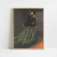 Camille (Woman in Green Dress) (1866) by Claude Monet – Art Print - Art print in oak frame