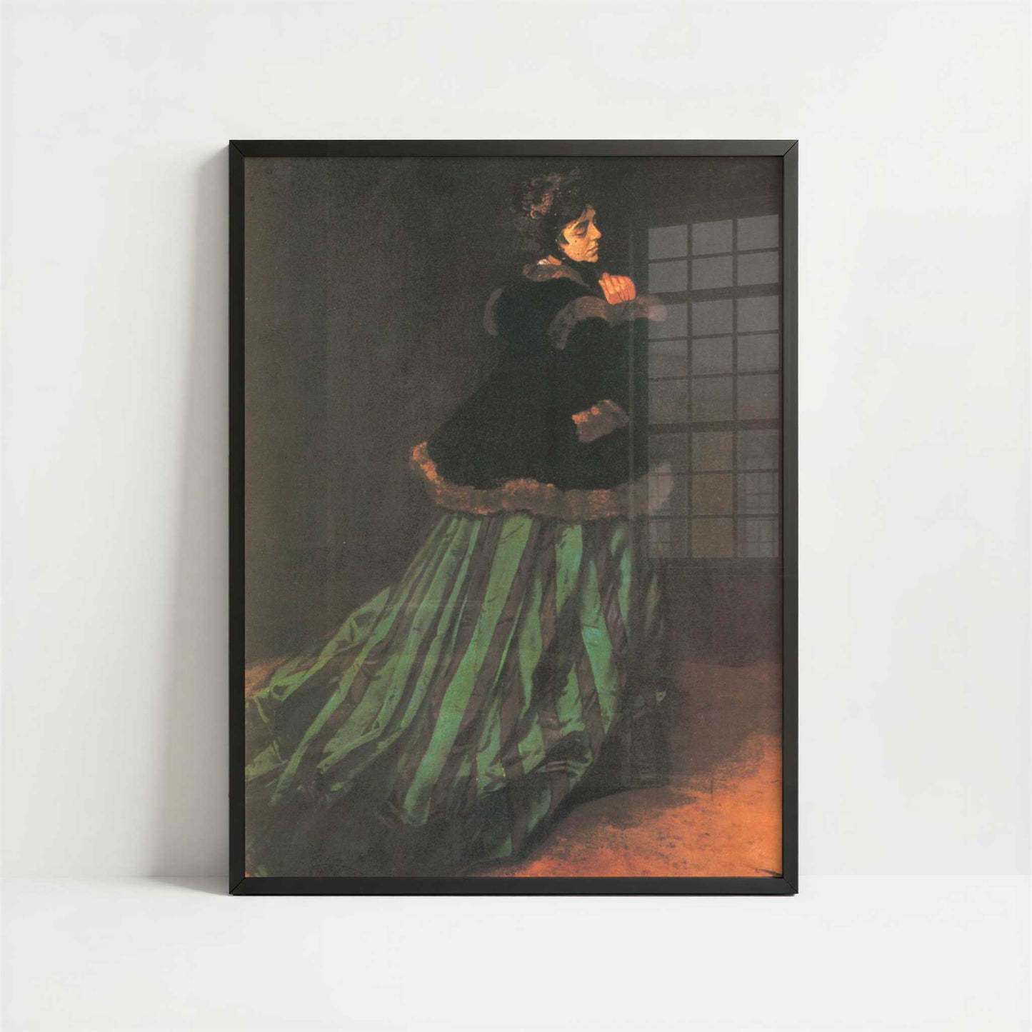 Camille (Woman in Green Dress) (1866) by Claude Monet – Art Print - Art print in black frame