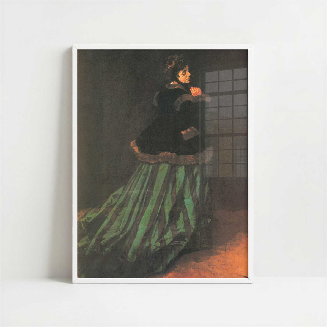 Camille (Woman in Green Dress) (1866) by Claude Monet – Art Print - Art print in white frame