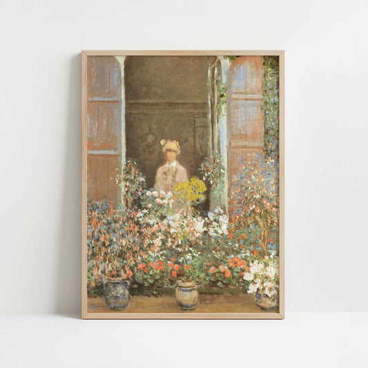 Camille at Window, Argenteuil (1873) by Claude Monet – Art Print - Art print in oak frame