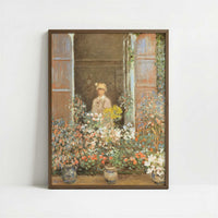 Camille at Window, Argenteuil (1873) by Claude Monet – Art Print - Art print in dark wood frame