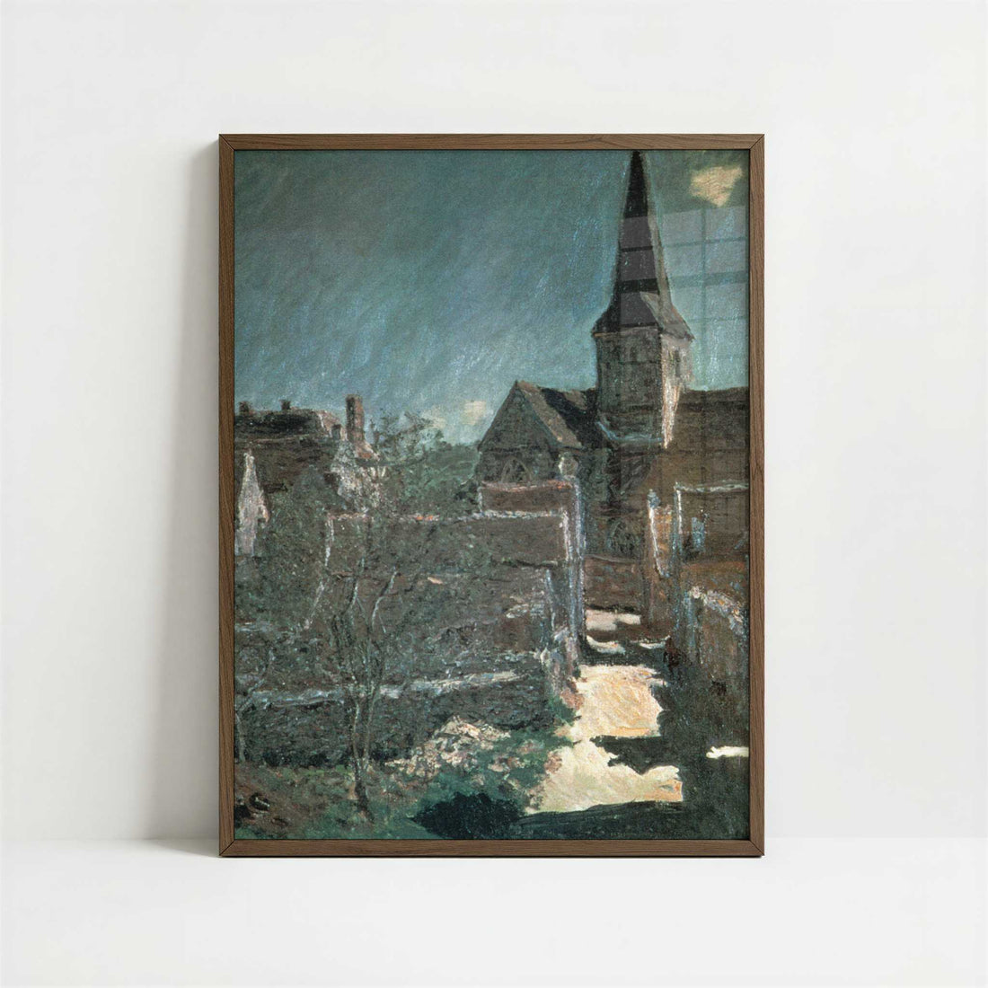 Church at Bellecoeur (1885) by Claude Monet – Art Print - Art print in dark wood frame