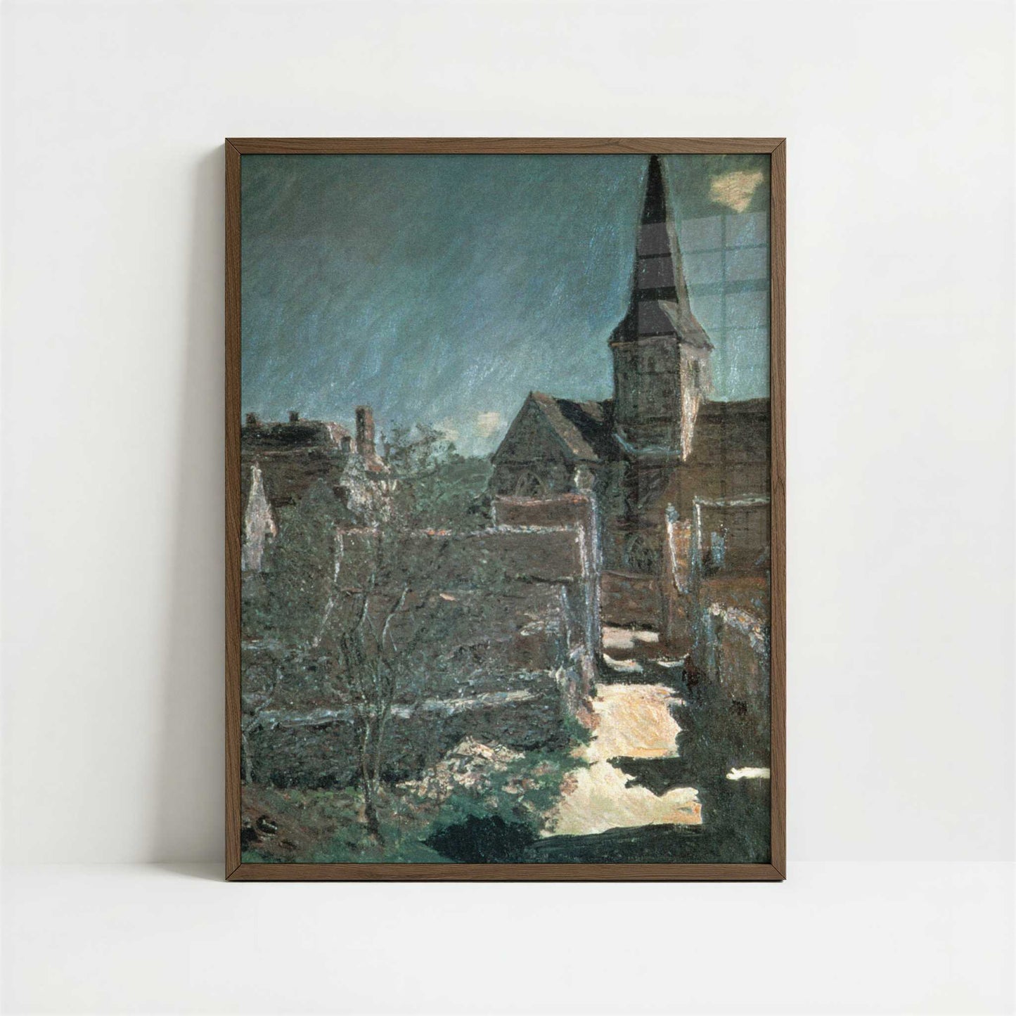 Church at Bellecoeur (1885) by Claude Monet – Art Print - Art print in dark wood frame