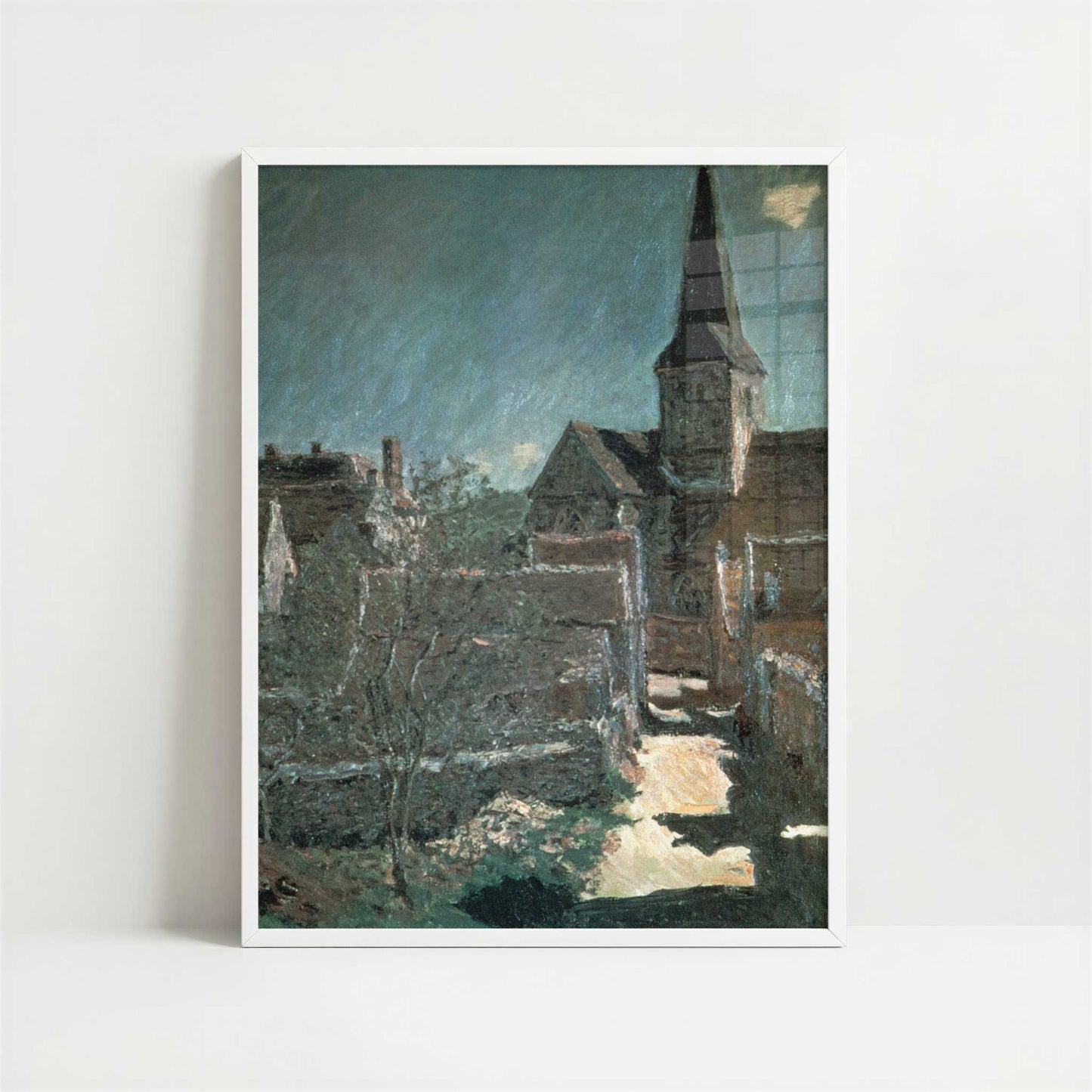 Church at Bellecoeur (1885) by Claude Monet – Art Print - Art print in white frame