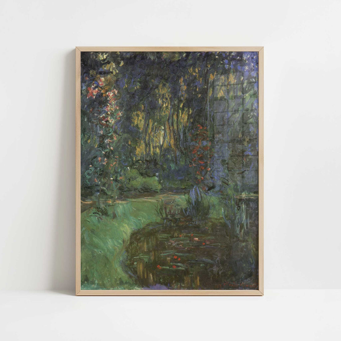 Corner of the Pond at Giverny (1918-19) by Claude Monet – Art Print - Art print in oak frame