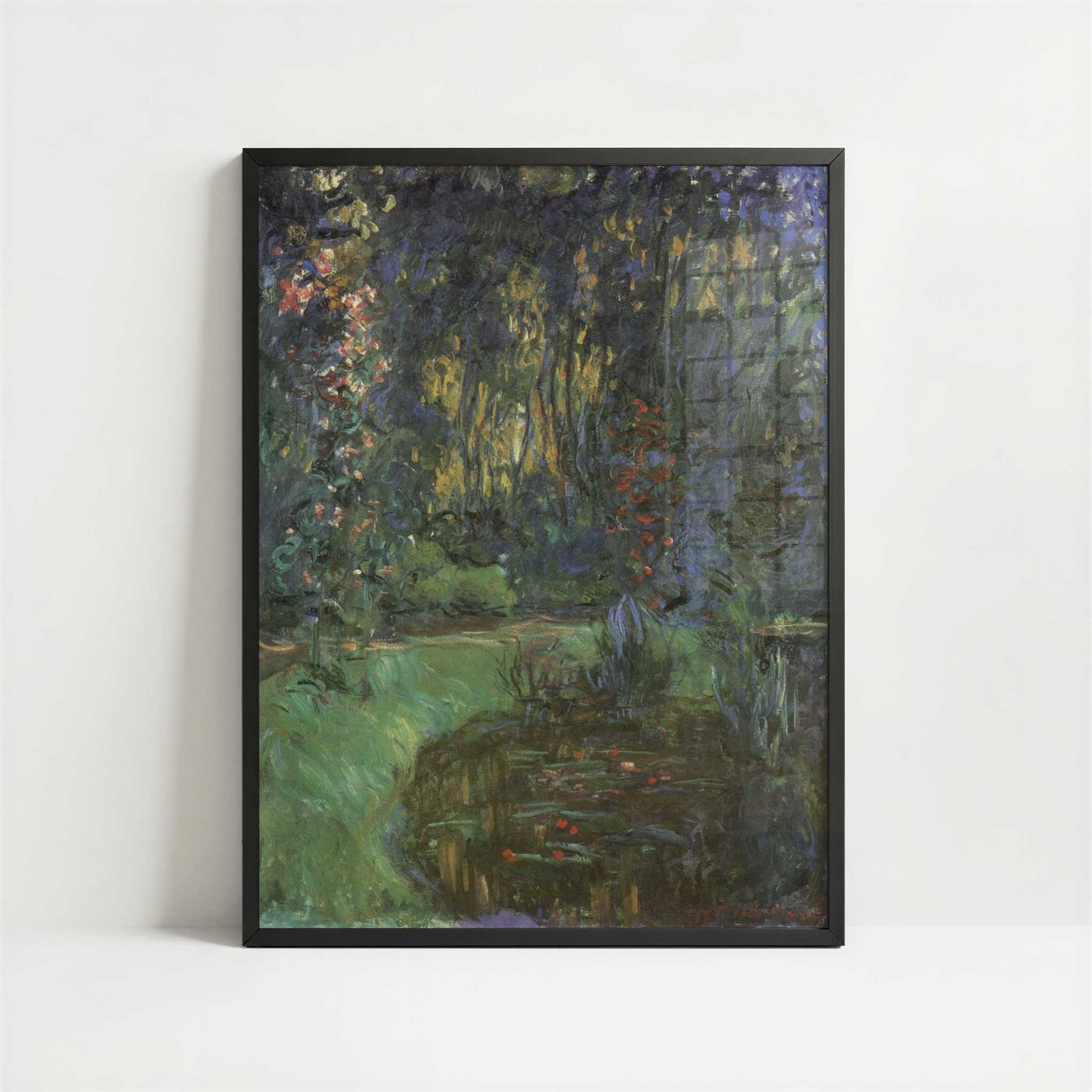 Corner of the Pond at Giverny (1918-19) by Claude Monet – Art Print - Art print in black frame