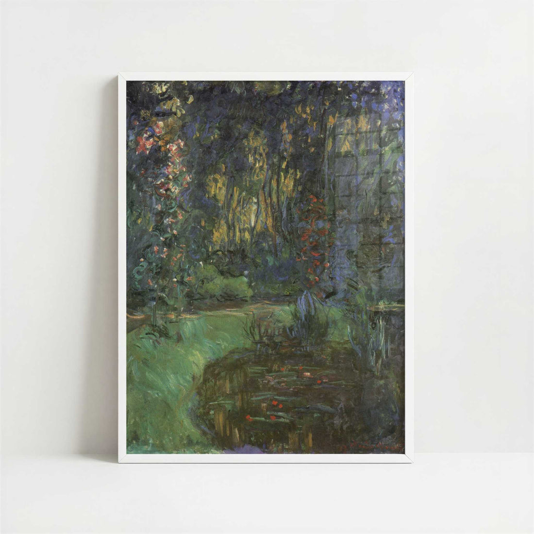 Corner of the Pond at Giverny (1918-19) by Claude Monet – Art Print - Art print in white frame