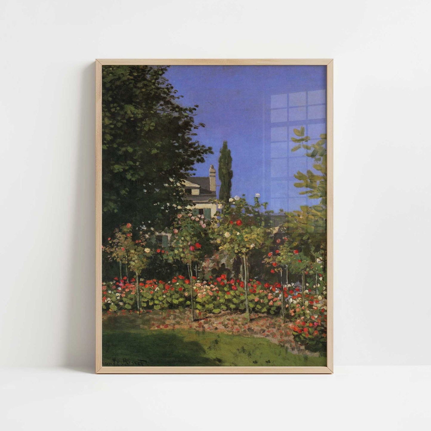Garden in Flower (1867) by Claude Monet – Art Print - Art print in oak frame