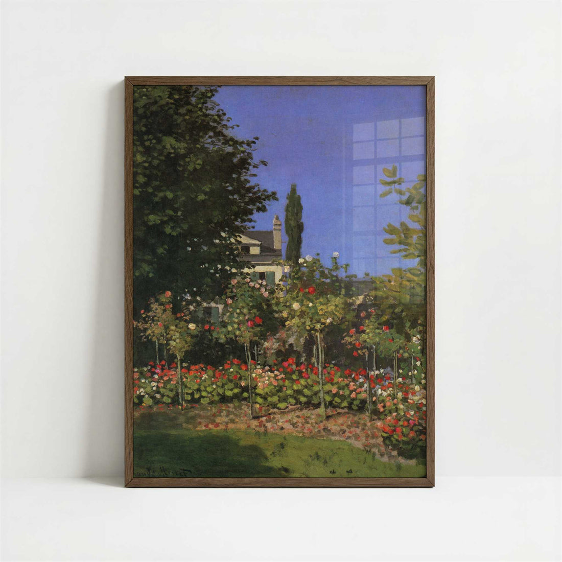 Garden in Flower (1867) by Claude Monet – Art Print - Art print in dark wood frame