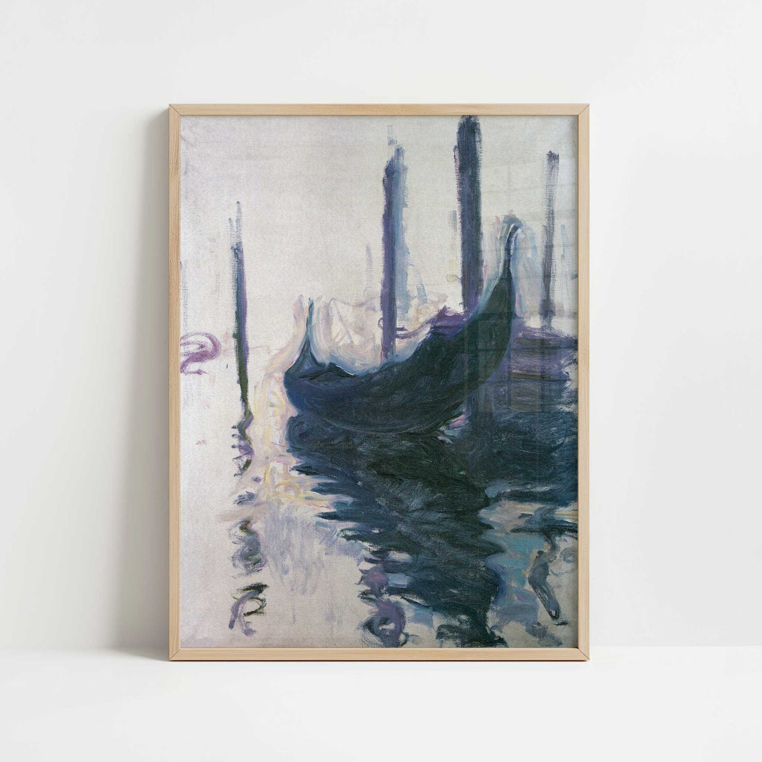 Gondolas in Venice (1908-9) by Claude Monet – Art Print - Art print in oak frame
