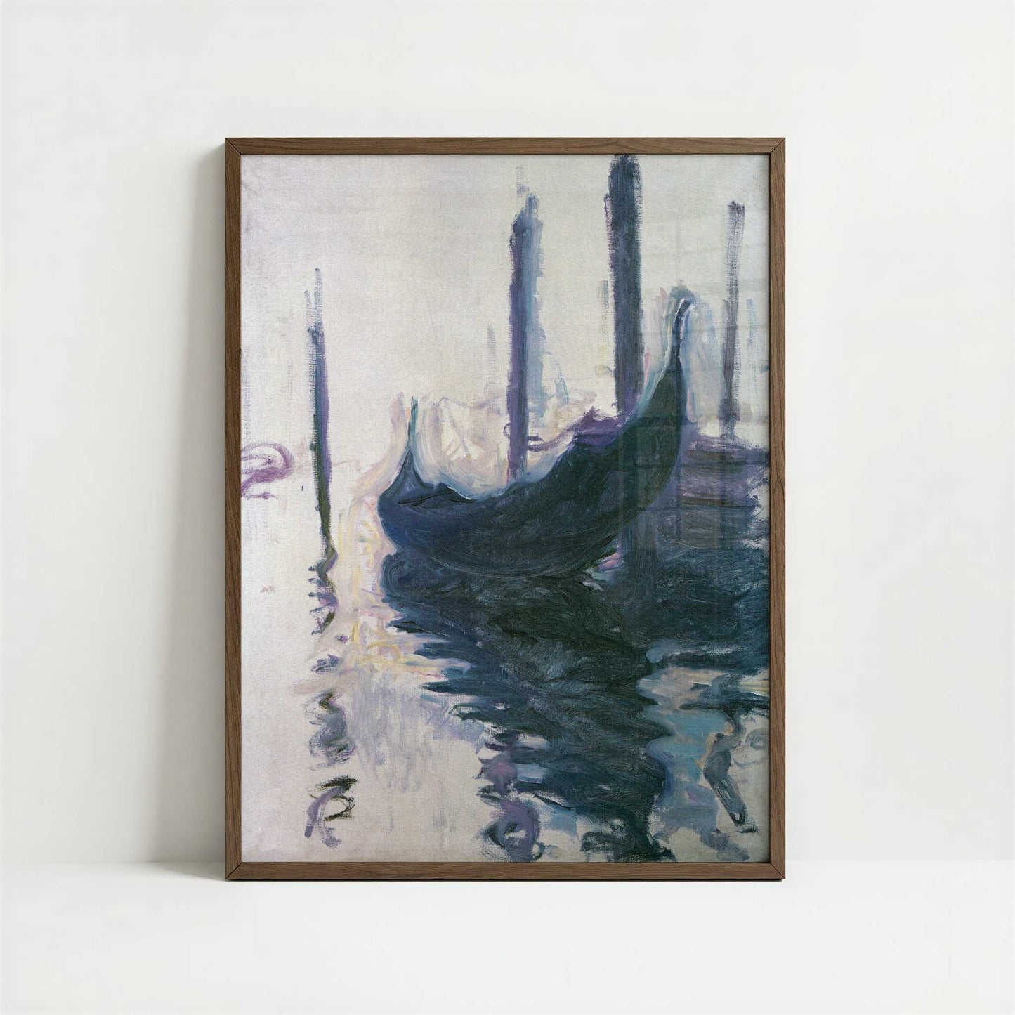 Gondolas in Venice (1908-9) by Claude Monet – Art Print - Art print in dark wood frame