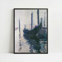 Gondolas in Venice (1908-9) by Claude Monet – Art Print - Art print in black frame