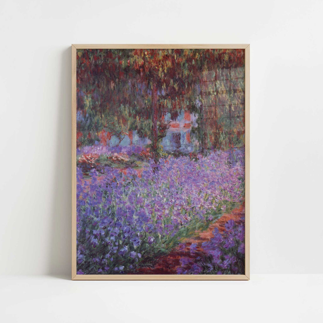 Irises in Artist's Garden (1900) by Claude Monet – Art Print - Art print in oak frame