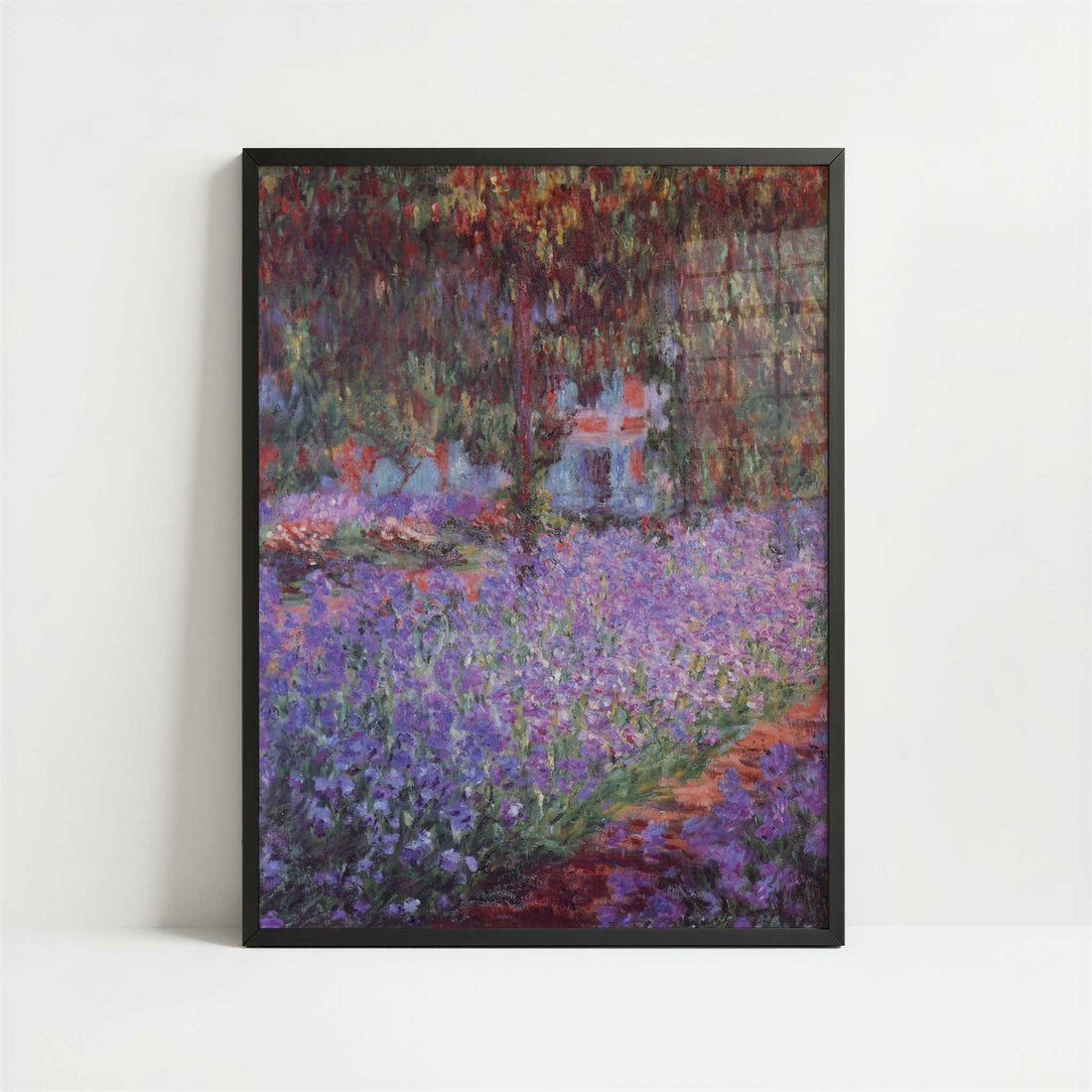 Irises in Artist's Garden (1900) by Claude Monet – Art Print - Art print in black frame