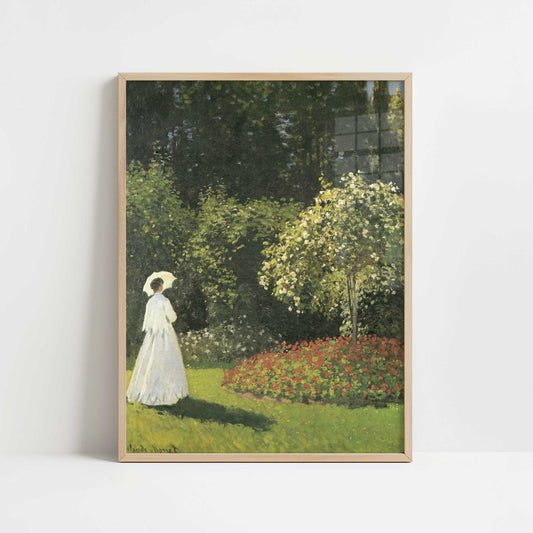 J-M Lecadre in Garden (1866) by Claude Monet – Art Print - Art print in oak frame
