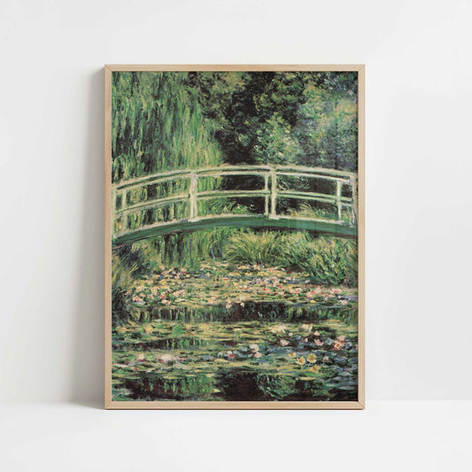 Japanese Bridge & Water-lilies, Harmony in Green (1899) by Claude Monet – Art Print - Art print in oak frame