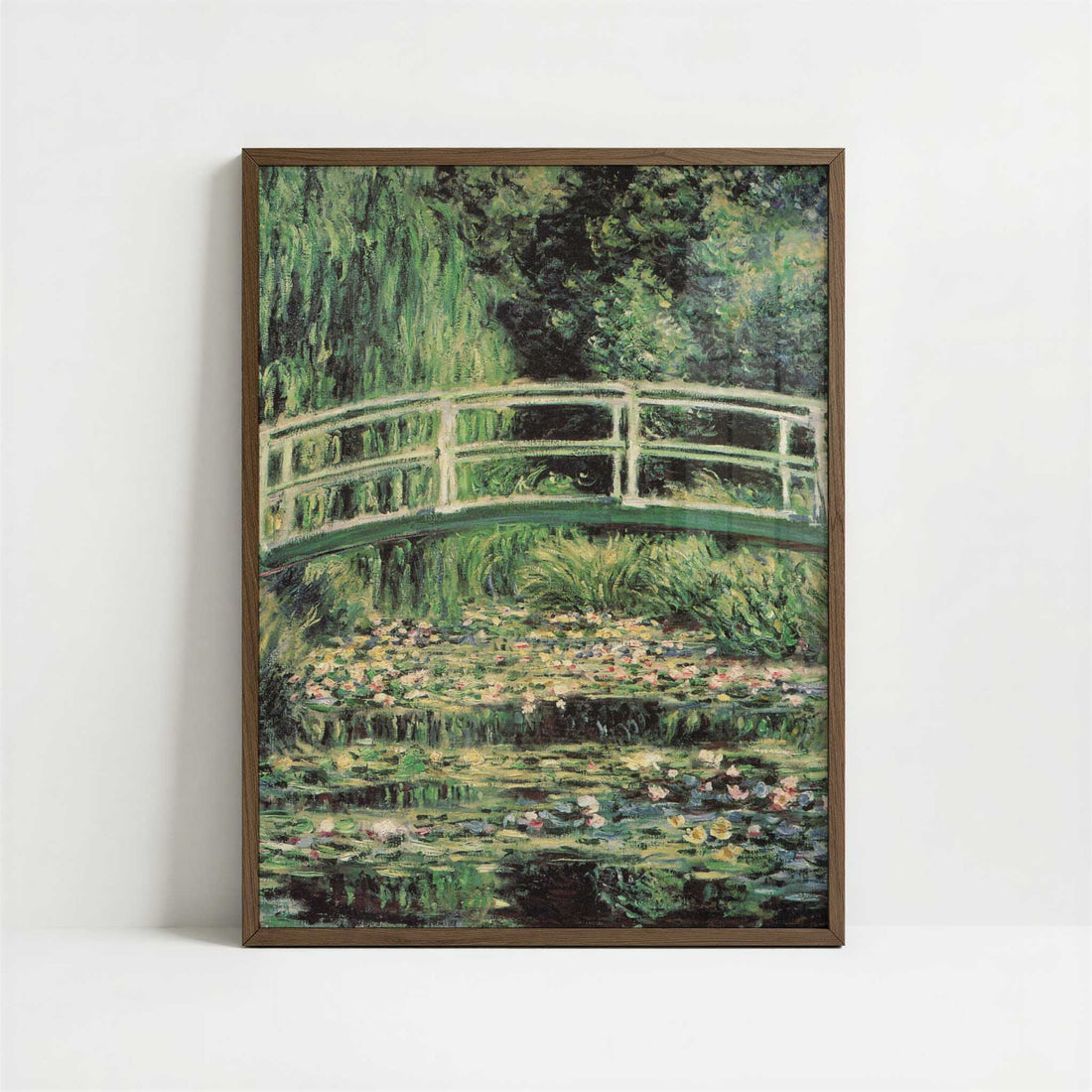 Japanese Bridge & Water-lilies, Harmony in Green (1899) by Claude Monet – Art Print - Art print in dark wood frame