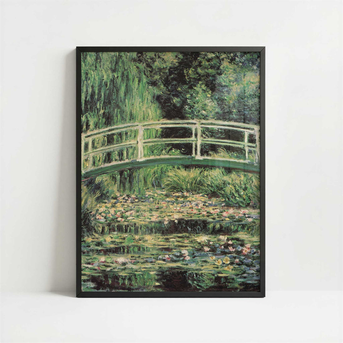 Japanese Bridge & Water-lilies, Harmony in Green (1899) by Claude Monet – Art Print - Art print in black frame