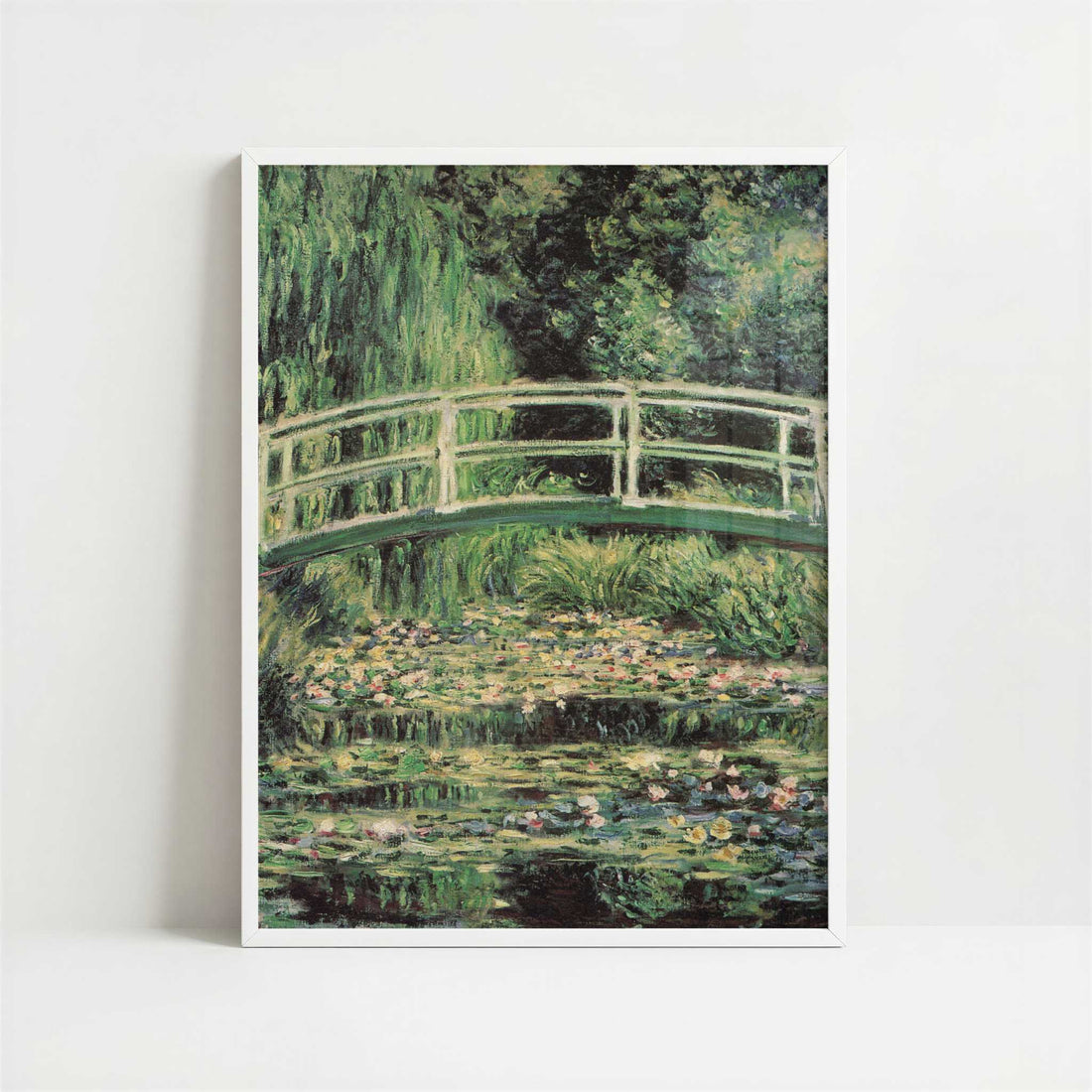 Japanese Bridge & Water-lilies, Harmony in Green (1899) by Claude Monet – Art Print - Art print in white frame
