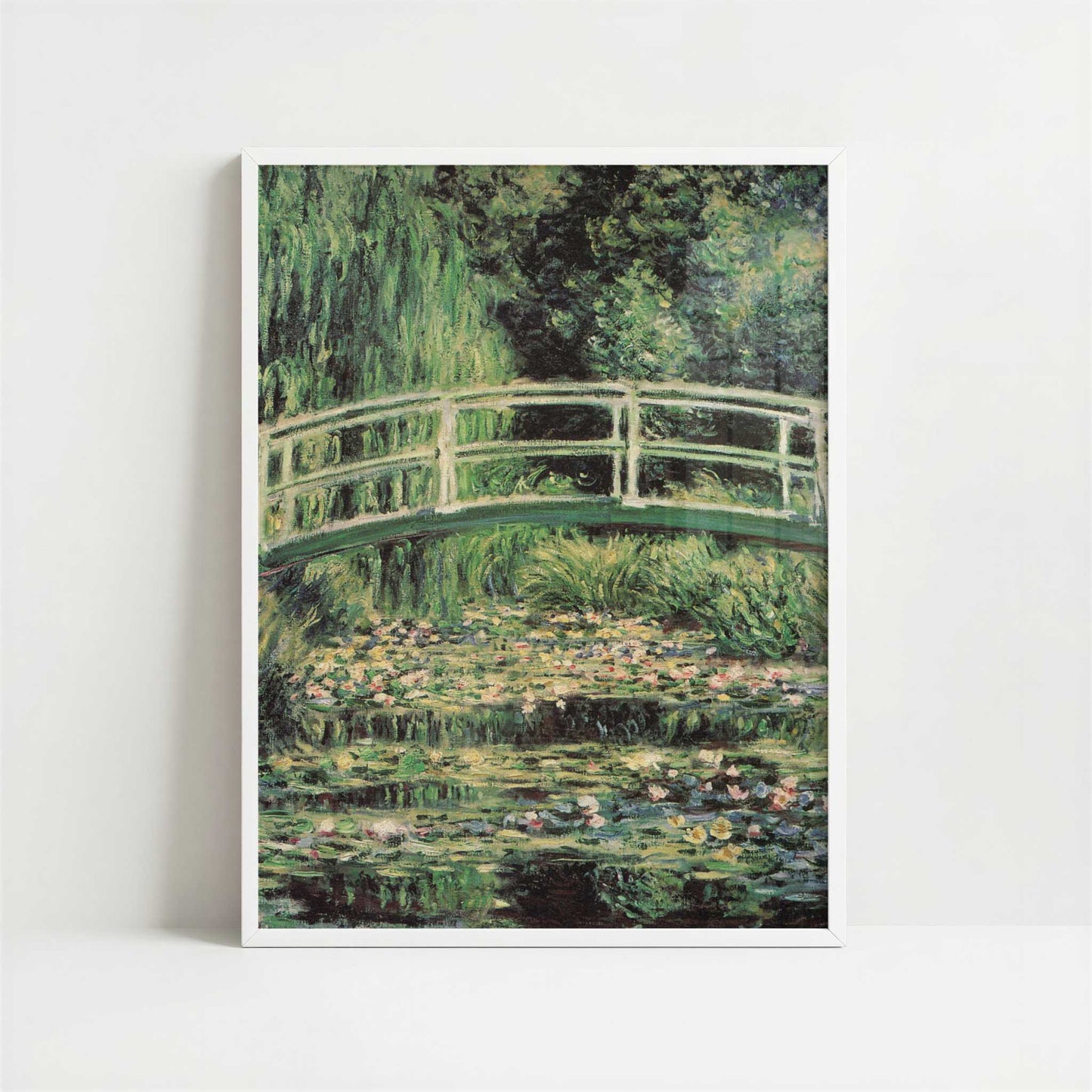 Japanese Bridge & Water-lilies, Harmony in Green (1899) by Claude Monet – Art Print - Art print in white frame
