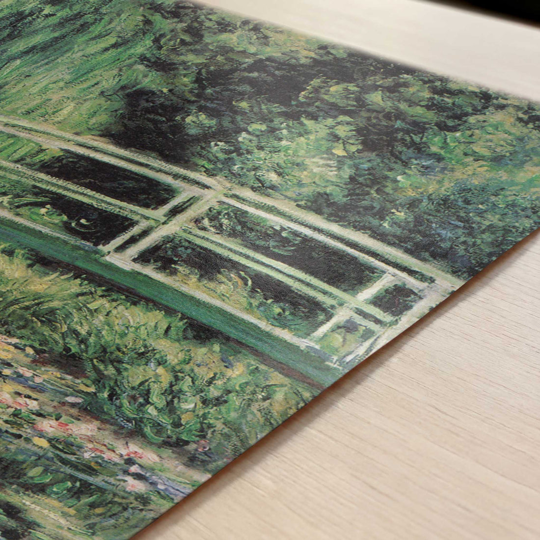 Japanese Bridge & Water-lilies, Harmony in Green (1899) by Claude Monet – Art Print - Close-up detail of the art print