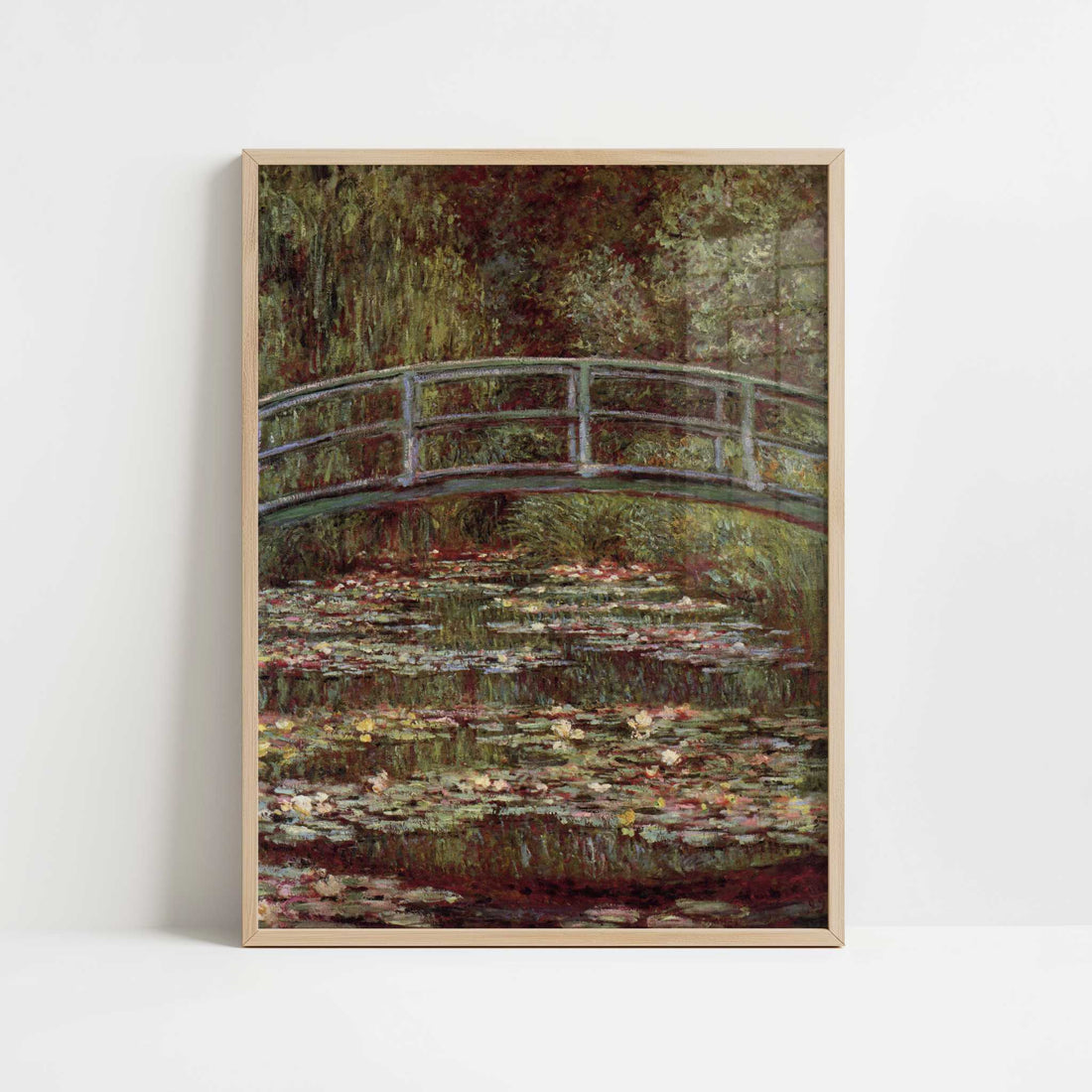 Japanese Bridge & Water Lilies (1899) by Claude Monet – Art Print - Art print in oak frame
