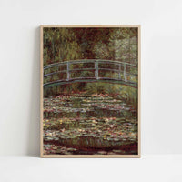 Japanese Bridge & Water Lilies (1899) by Claude Monet – Art Print - Art print in oak frame