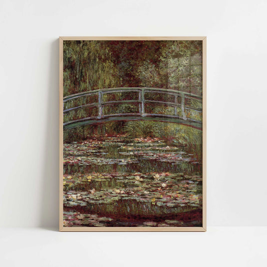 Japanese Bridge & Water Lilies (1899) by Claude Monet – Art Print - Art print in oak frame