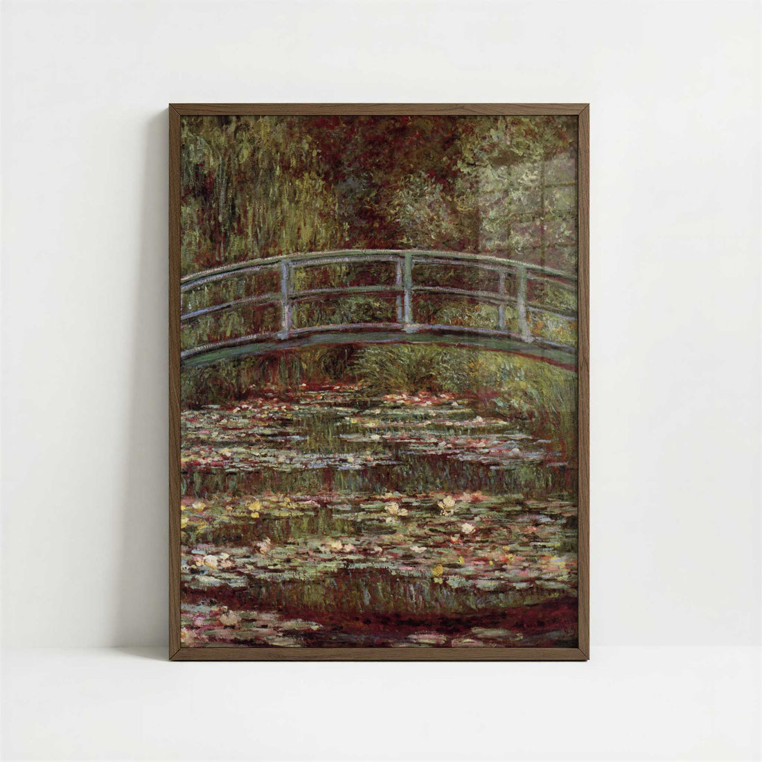 Japanese Bridge & Water Lilies (1899) by Claude Monet – Art Print - Art print in dark wood frame