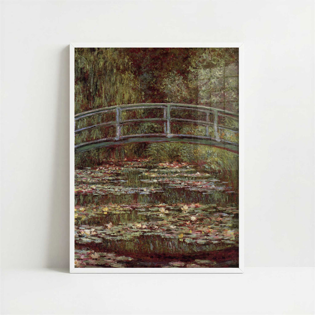 Japanese Bridge & Water Lilies (1899) by Claude Monet – Art Print - Art print in white frame