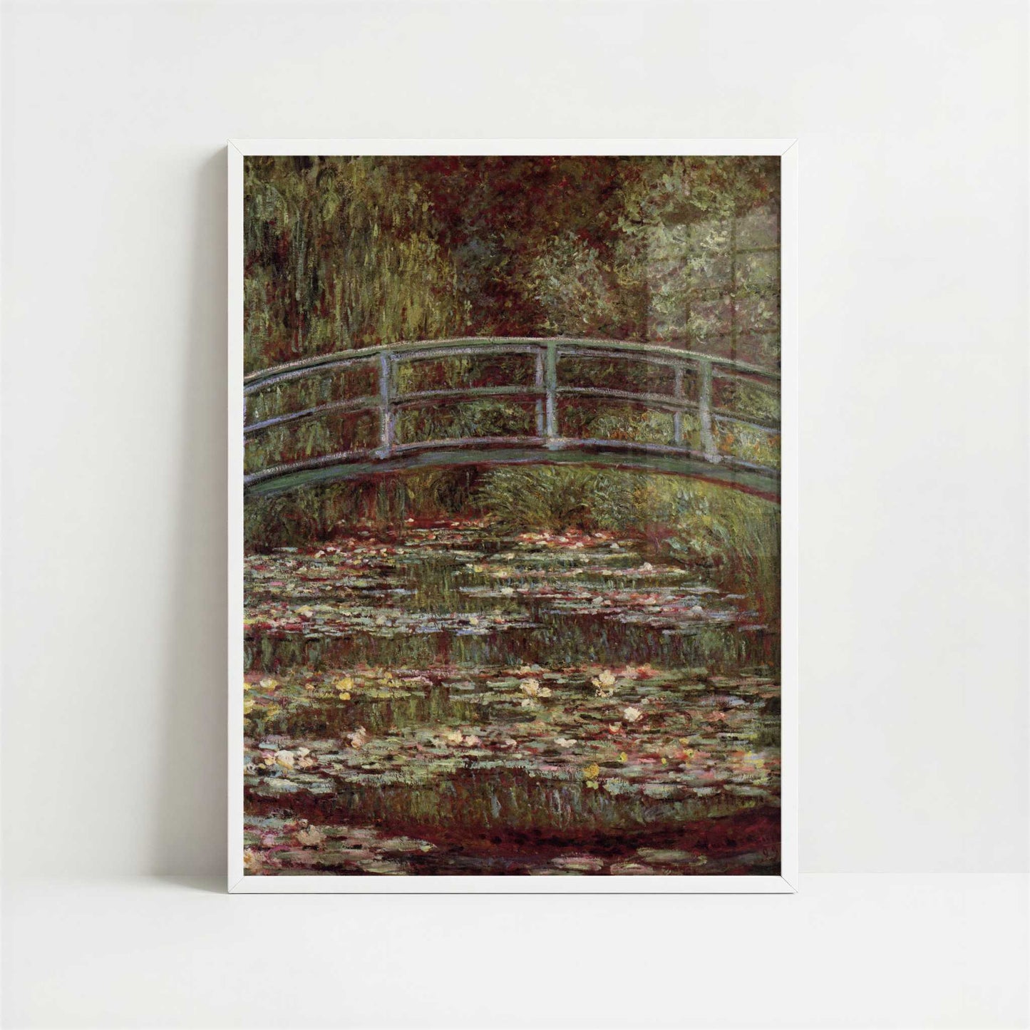 Japanese Bridge & Water Lilies (1899) by Claude Monet – Art Print - Art print in white frame
