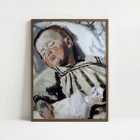 Jean Sleeping (1868) by Claude Monet – Art Print - Art print in dark wood frame