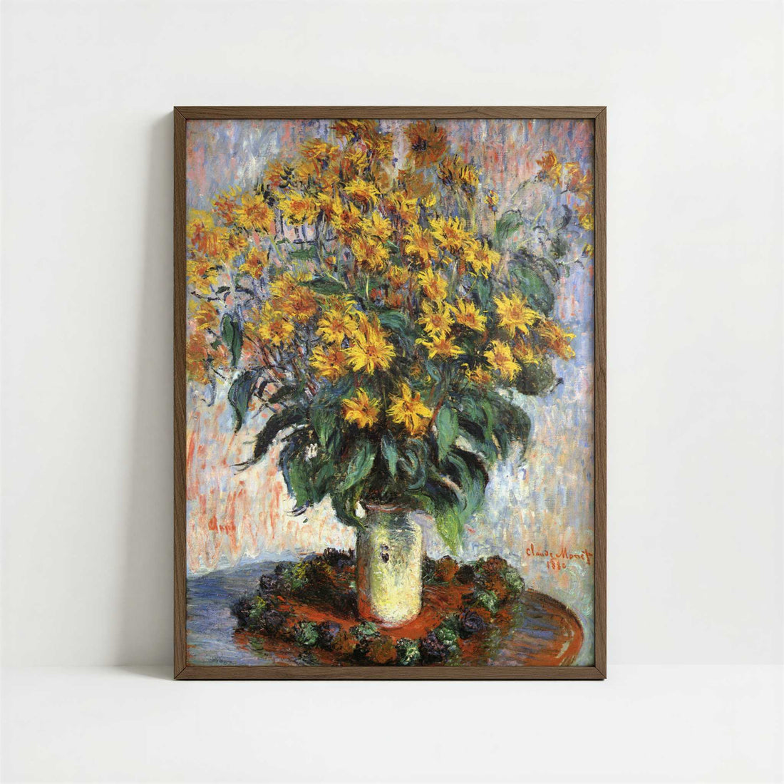 Jerusalem Artichokes (1880) by Claude Monet – Art Print - Art print in dark wood frame