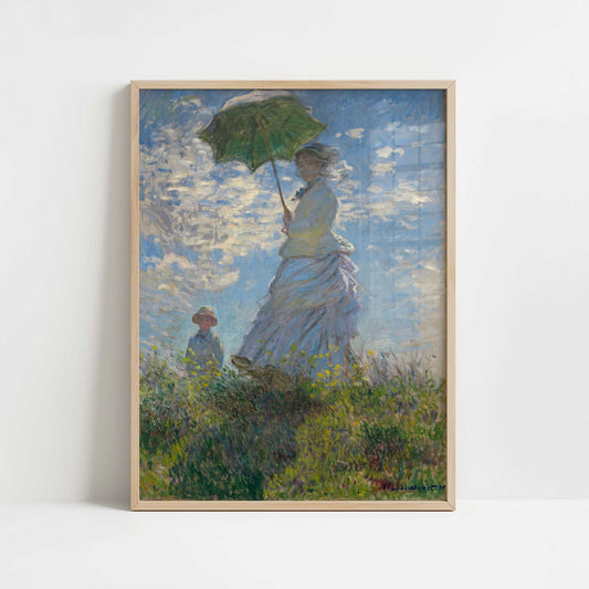 Lady with Parasol (1886) by Claude Monet – Art Print - Art print in oak frame