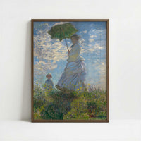Lady with Parasol (1886) by Claude Monet – Art Print - Art print in dark wood frame