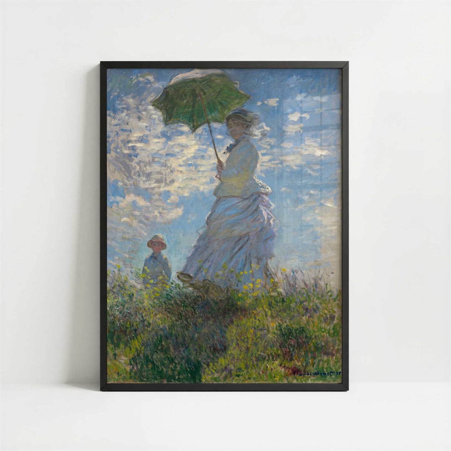 Lady with Parasol (1886) by Claude Monet – Art Print - Art print in black frame