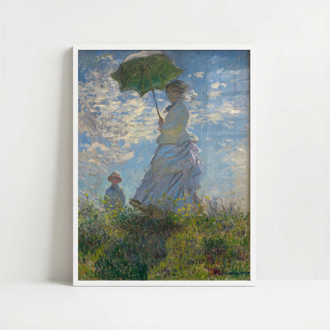 Lady with Parasol (1886) by Claude Monet – Art Print - Art print in white frame