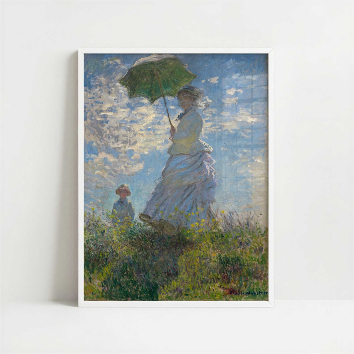 Lady with Parasol (1886) by Claude Monet – Art Print - Art print in white frame